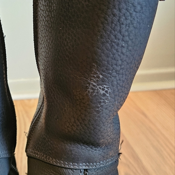 Anfibio Women's Moto Mid Calf Leather Biker Square Toe Black Boho Boots Size 37. - Picture 8 of 15